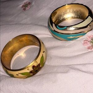 Gold and Multicolor Floral Bangle Set